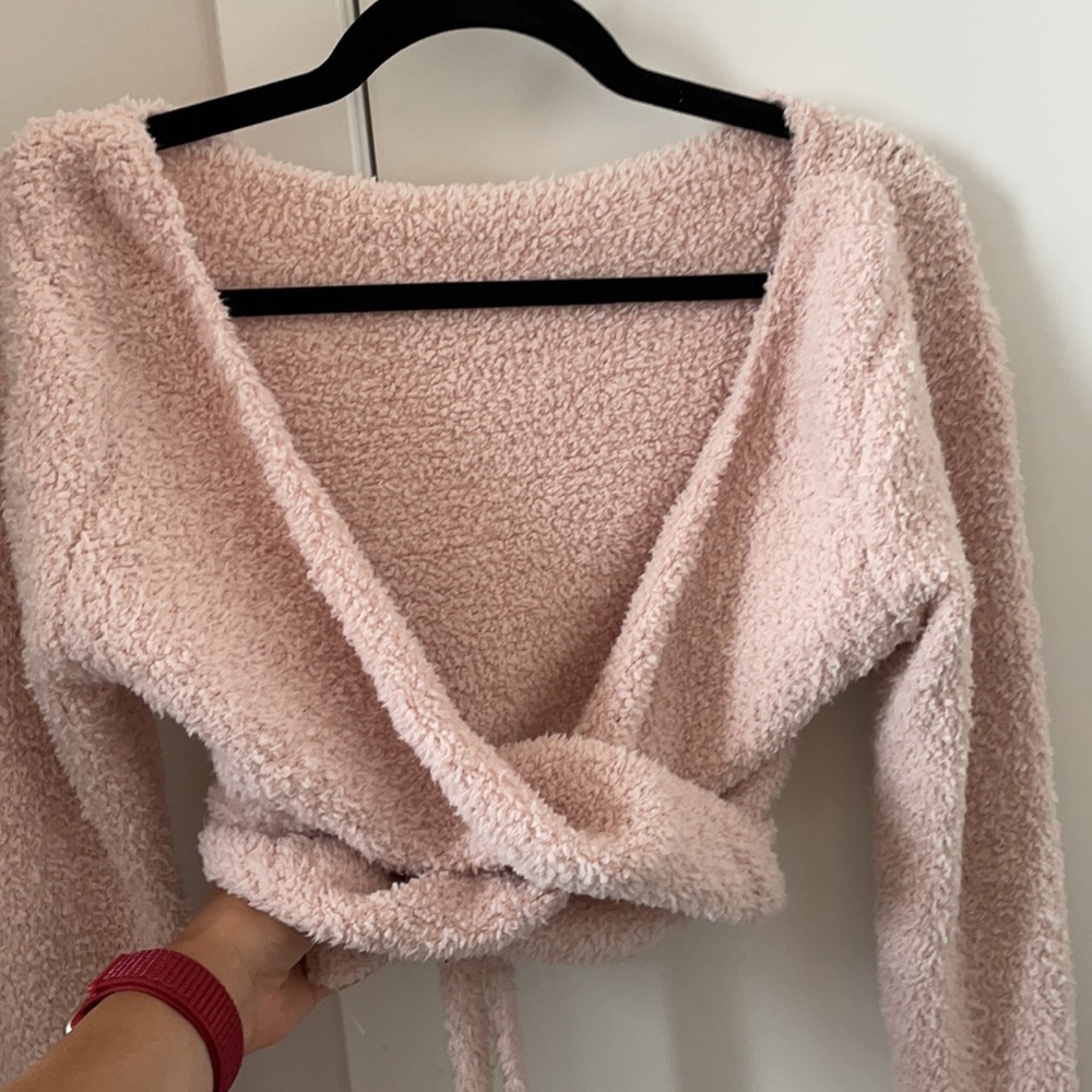 SKIMS Blush V-Neck Wrap Sweater